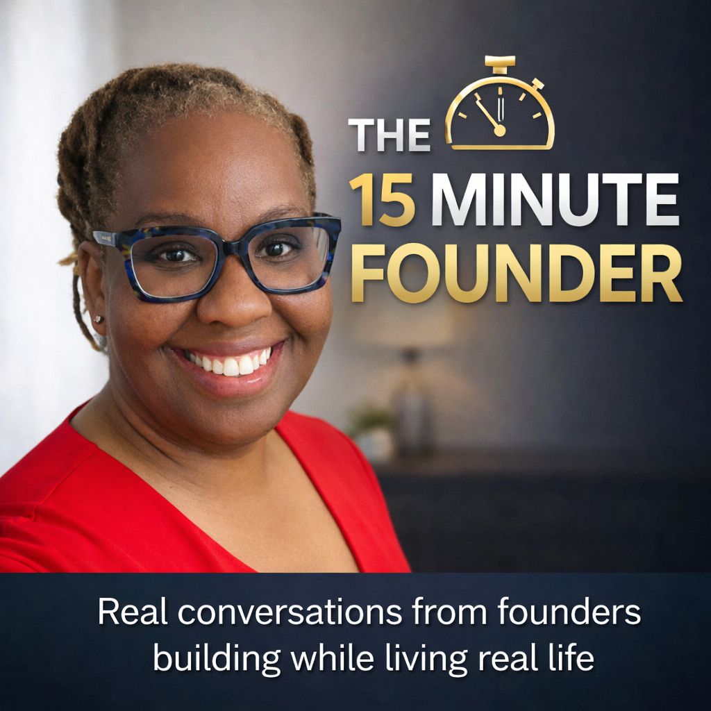 The 15 Minute Founder podcast artwork featuring Dr. Tori Brown
