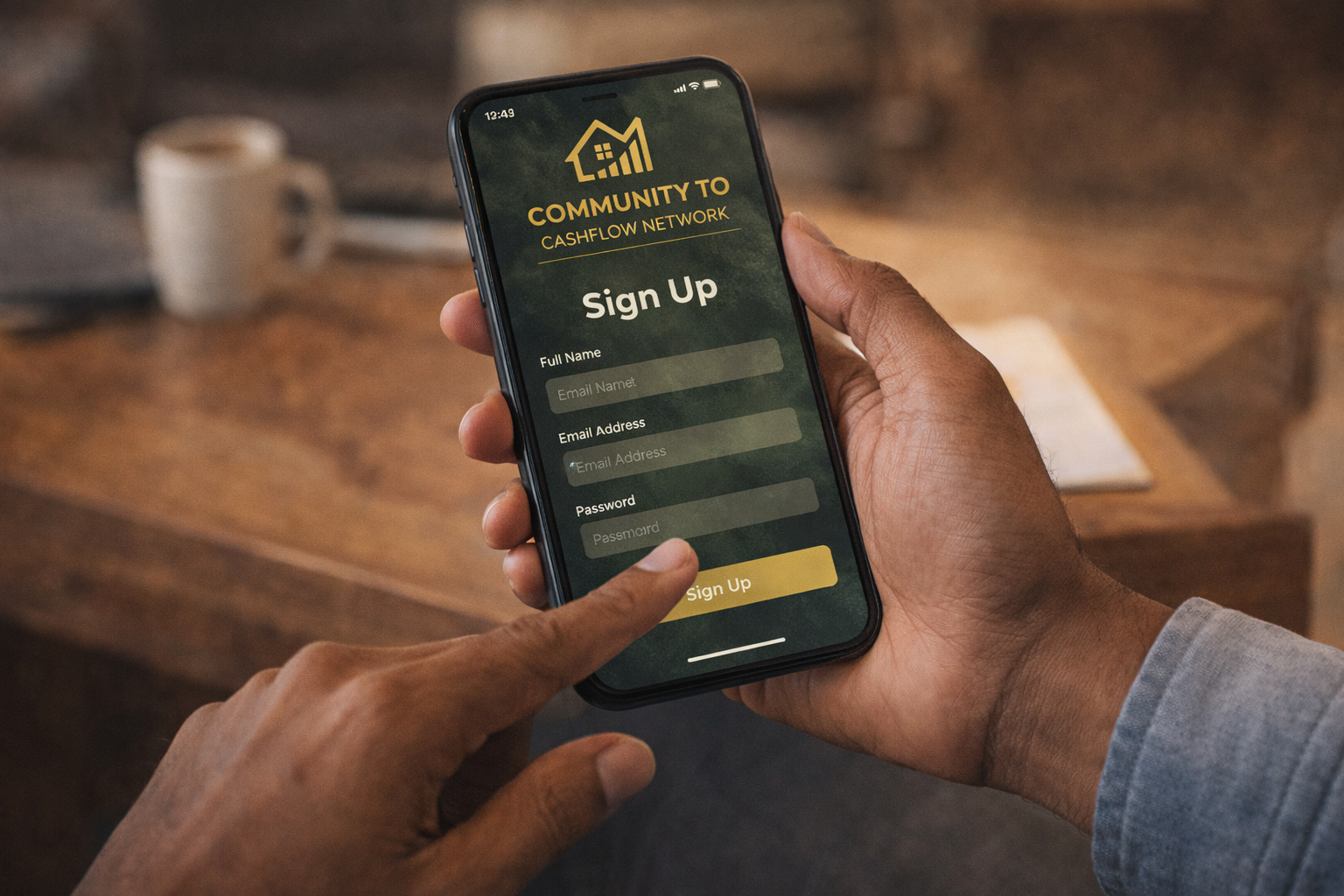 Mobile sign up screen for the readiness platform